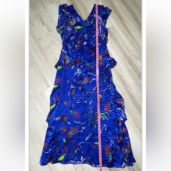 TANYA TAYLOR Janelle blue floral silk tiered burnout maxi dress - Picture 7 of 10